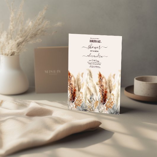 Invitation Chute d'aquarelle Pampas Grass Bride