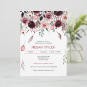 Invitation Chute de l'aquarelle Bourgogne Fête des mariées Ro (Debout devant)