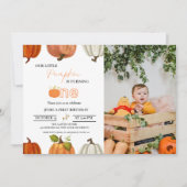 Invitation Chute de notre petit citrouille à un premier anniv (Devant)