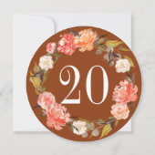 Invitation Chute de rouille Peach Aquarelle Florale Numéro du (Dos)