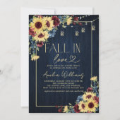 Invitation Chute de tournesol en amour Marine Aquarelle Flora (Devant)