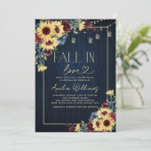 Invitation Chute de tournesol en amour Marine Aquarelle Flora (Debout devant)