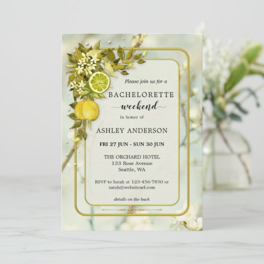 Invitation Chute d'eau citron verrier Bachelorette Week-end (Debout devant)