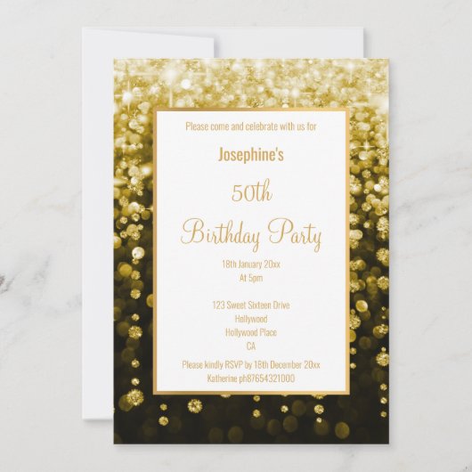 INVITATION CHUTE D'EAU DE LA PARTIES SCINTILLANT NOIRE ET D'O (Devant)