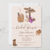 Invitation Chute dégustation de vin rustique aquarelle douche (Devant)