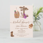 Invitation Chute dégustation de vin rustique aquarelle douche (Debout devant)