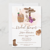 Invitation Chute dégustation de vin rustique aquarelle douche (Devant)