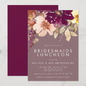 Invitation Chute Déjeuner d'Epouse Florale Profonde Purple (Devant / Derrière)
