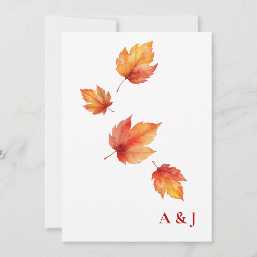 Invitation Chute des feuilles d'automne, Mariage de automne E (Dos)