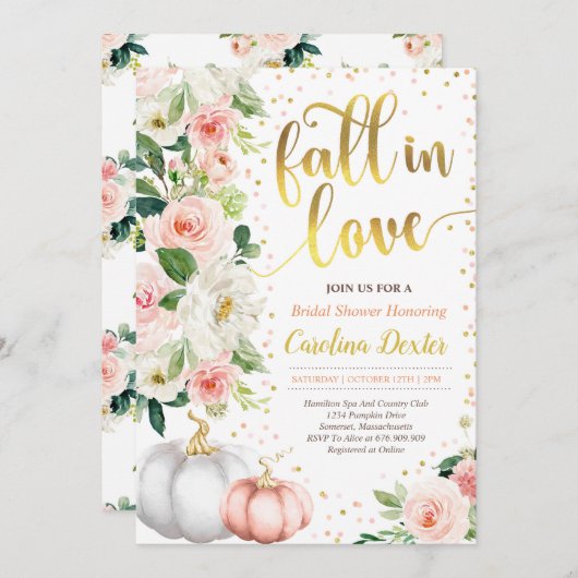 Invitation Chute d'invitation de douche nuptiale Chute dans l (Devant / Derrière)