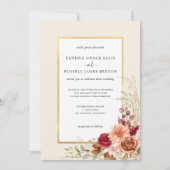 Invitation Chute dorée Terracotta Floral (Devant)