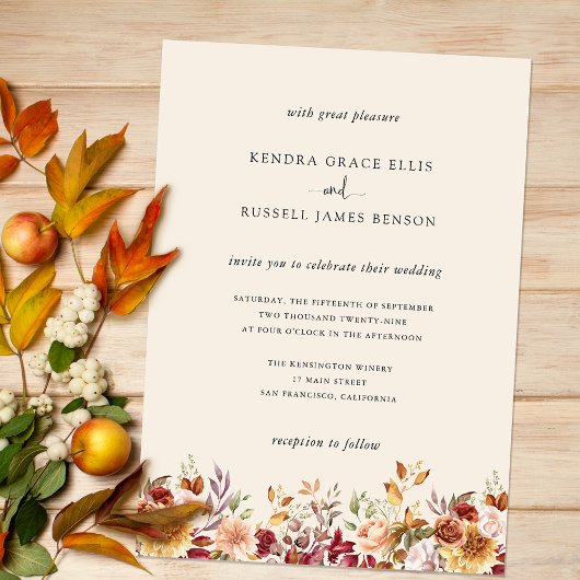 Invitation Chute dorée Terracotta Floral