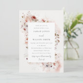 Invitation Chute Dusky Marsala Blush Floral Matin Après (Debout devant)