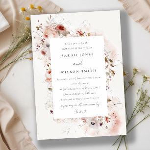 Invitation Chute Dusky Marsala Blush Floral Matin Après