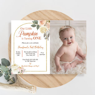 Invitation Chute en amour 1er anniversaire Citrouille des fle