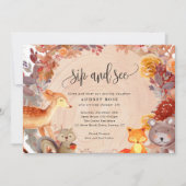 Invitation Chute en Amour Animaux des bois, Sip rustique et v (Devant)