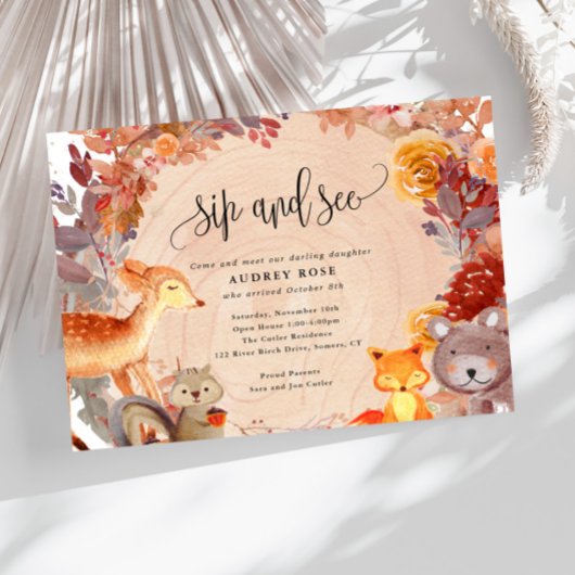 Invitation Chute en Amour Animaux des bois, Sip rustique et v