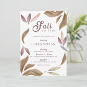 Invitation Chute en amour Aquarelle Feuille douche nuptiale (Debout devant)