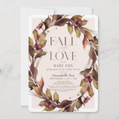 Invitation Chute en amour Automne Baby shower rose de couronn (Devant)