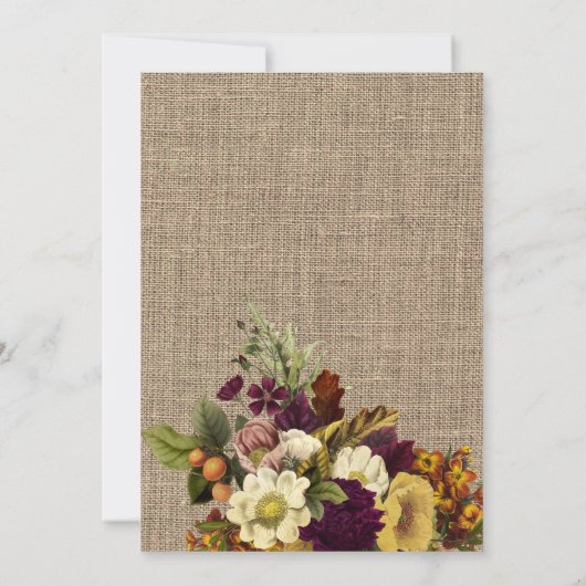 Invitation Chute en Amour automne burlap fleuri nuptiale douc (Dos)
