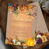 Invitation Chute en Amour automne burlap fleuri nuptiale douc