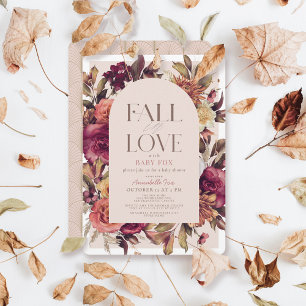 Invitation Chute en amour Automne Wreath Arch Baby shower ros