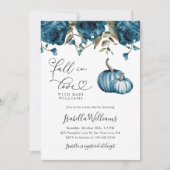 Invitation Chute en amour Baby shower floral bleu (Devant)