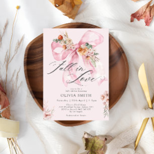 Invitation Chute en amour Baby shower floral de la cou rose