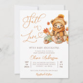 Invitation Chute en Amour Baby shower Ours Teddy (Devant)