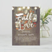 Invitation Chute en amour Baby shower rustique Mason Jars (Debout devant)