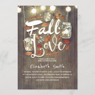 Invitation Chute en amour Baby shower rustique Mason Jars
