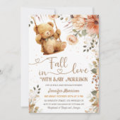 Invitation Chute en amour Baby shower Teddy Bear Automne Auto (Devant)