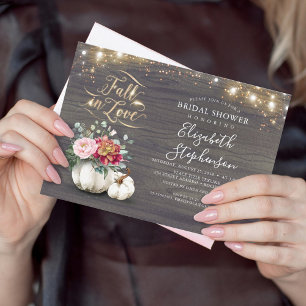 Invitation Chute en Amour Blanc Citrouille Fête des mariées r