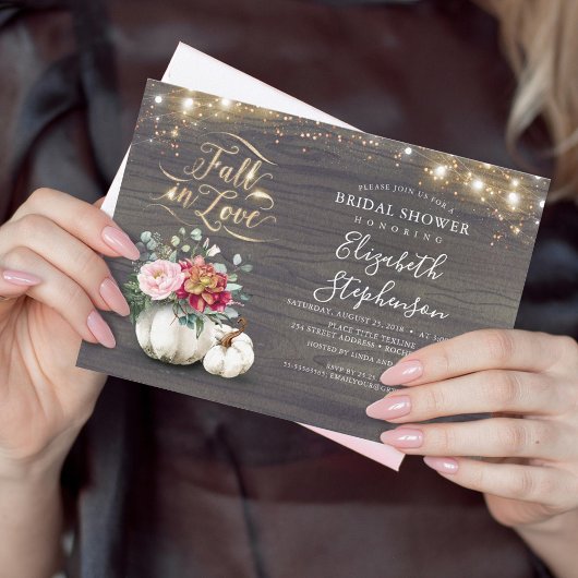 Invitation Chute en Amour Blanc Citrouille Fête des mariées r