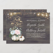 Invitation Chute en Amour Blanc Citrouille Rustique Dîner de  (Devant / Derrière)