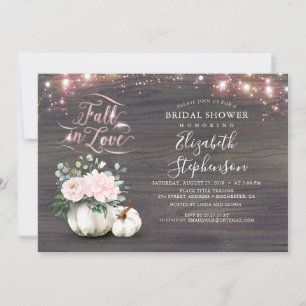 Invitation Chute en amour Blanc Citrouille Rustique Fête des