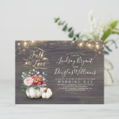 Invitation Chute en Amour Blanc Citrouille Rustique Mariage d (Debout devant)