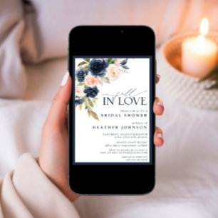 Invitation Chute en Amour Bleu Fête des mariées d'aquarelle F