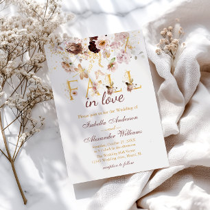 Invitation Chute en Amour Blush Peony & Gold Burgundy Mariage