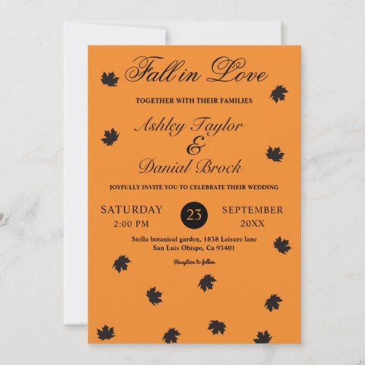 Invitation Chute en amour Boho brûlé Orange Rustique Mariage (Devant)