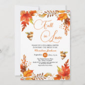Invitation Chute en amour Boho Floral QR Code Fête des mariée (Devant)
