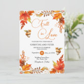 Invitation Chute en amour Boho Floral QR Code Mariage (Debout devant)