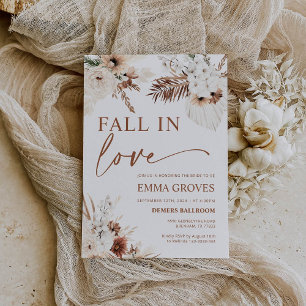 Invitation Chute en Amour Boho Pampas Fête des mariées