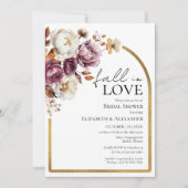 Invitation Chute En Amour Bourgogne Florale Fête des mariées  (Devant)