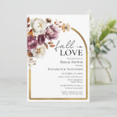 Invitation Chute En Amour Bourgogne Florale Fête des mariées  (Debout devant)