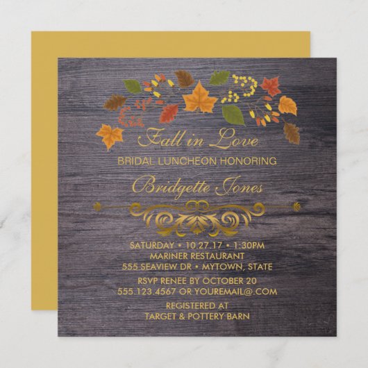 Invitation Chute en Amour Bridal Luncheon Rustic Wedding show (Devant / Derrière)