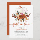 Invitation Chute en amour Burnt Orange Floral Fête des mariée (Devant / Derrière)