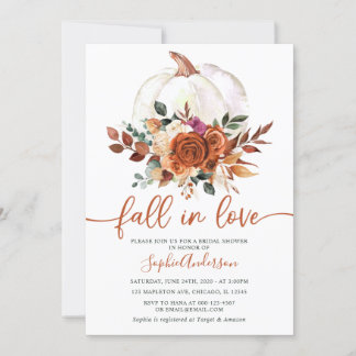Invitation Chute en amour Burnt Orange Floral Fête des mariée