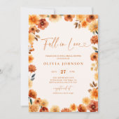 Invitation Chute en amour Burnt Orange Floral Fête des mariée (Devant)