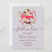 Invitation Chute en amour champignons mariage photo rustique (Devant)